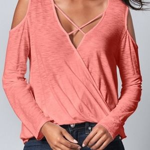 Coral Venus Cold Shoulder Strappy Top